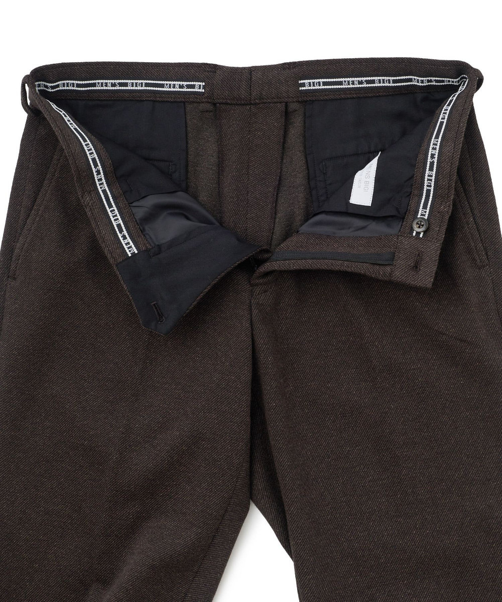 MEN'S BIGI ウール混ツイルジャージスラックス ブラウン
