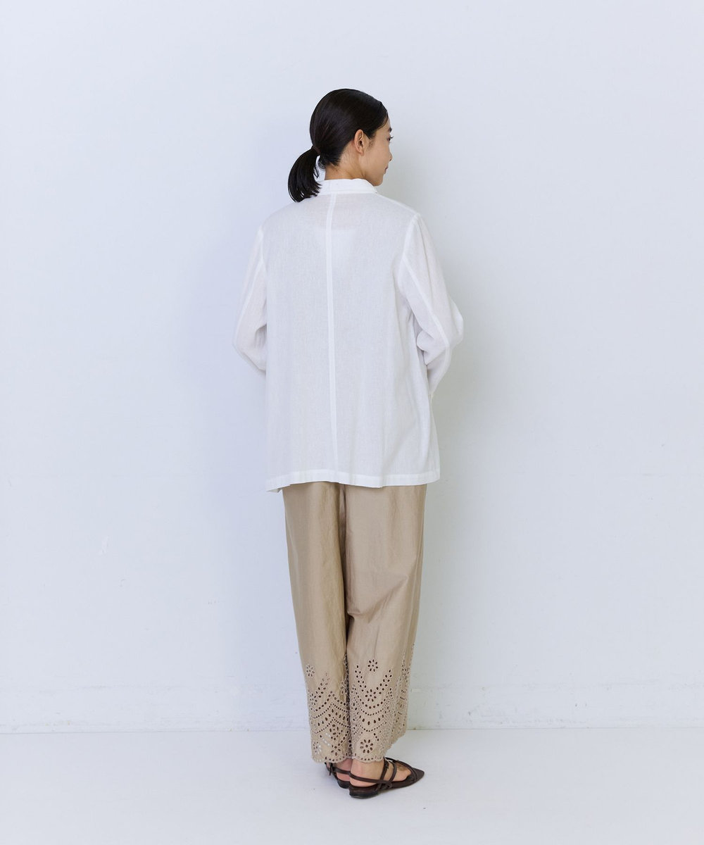 ADIEU TRISTESSE コットンリネンショールカラージャケット ホワイト
