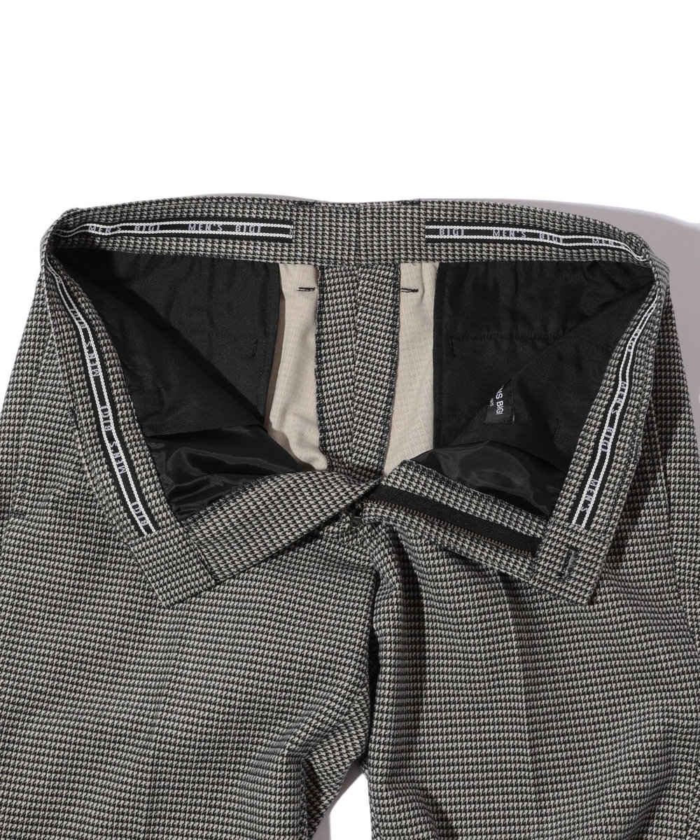 MEN'S BIGI トリコットコーデュロイ千鳥格子プリントスラックスパンツ＜セットアップ対応＞ グレー