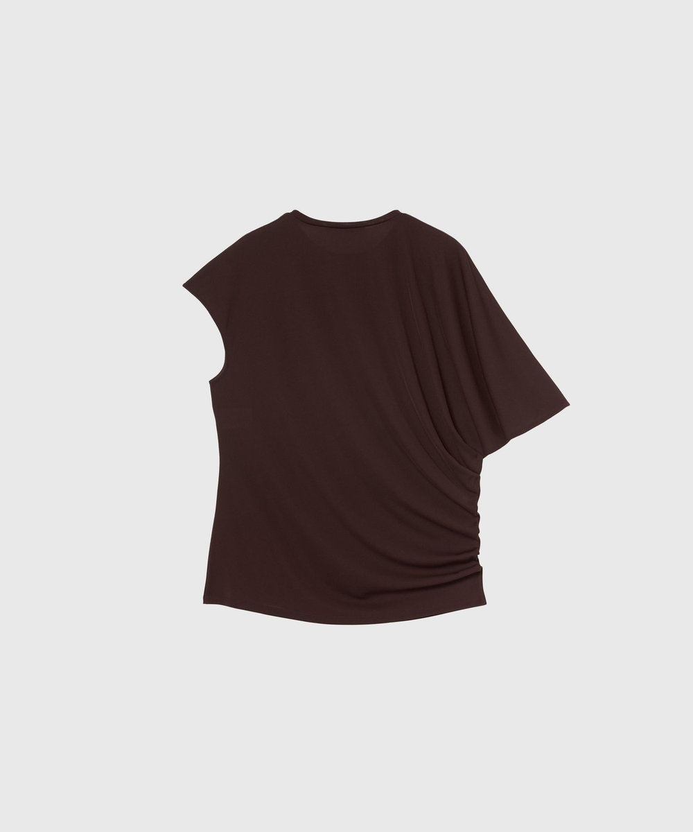 DÉPAREILLÉ TRIACETATE JERSEY ASYMMETRY TOPS / トリアセテートジャージーアシンメトリートップス ボルドー