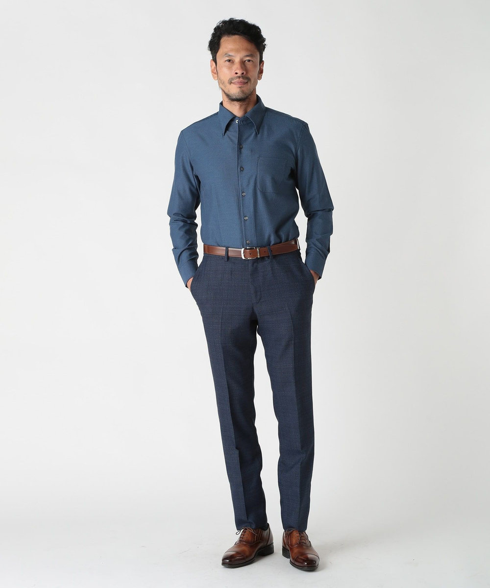 MEN'S BIGI コットンポリエステルドビーシャツ<EASY CARE> ネイビー