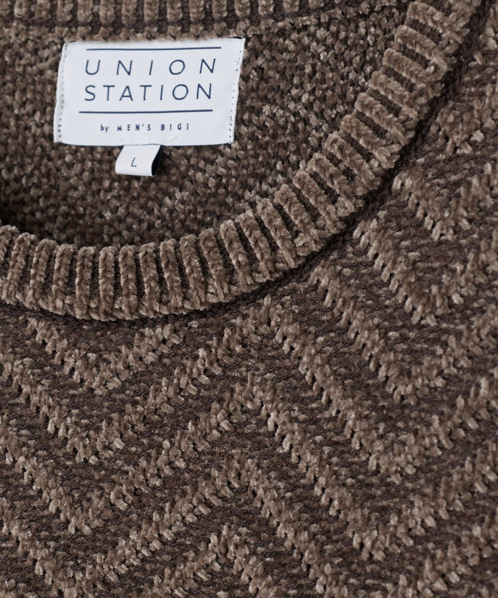 UNION STATION モールウールヘリンボーンジャガードニット グレー系その他