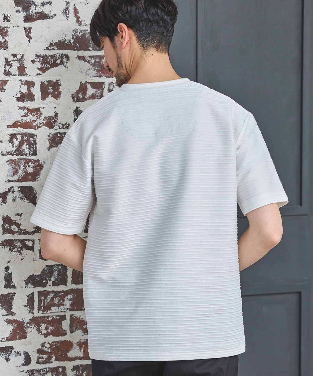 UNION STATION タックジャガードVネックTシャツ ホワイト