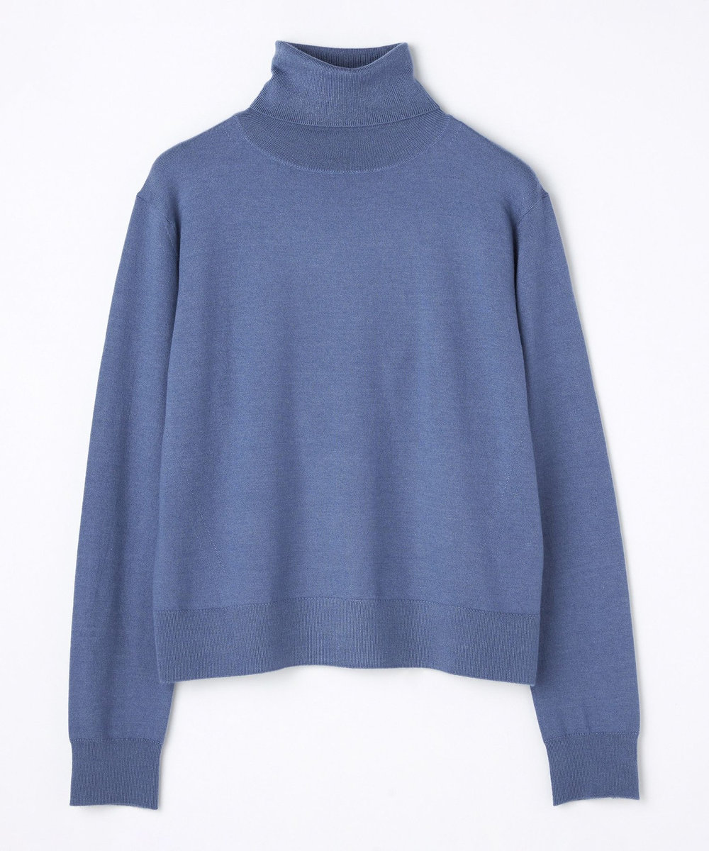 L'EQUIPE COUTURIER カシミヤシルクHGニットハイネックプルオーバー ブルー