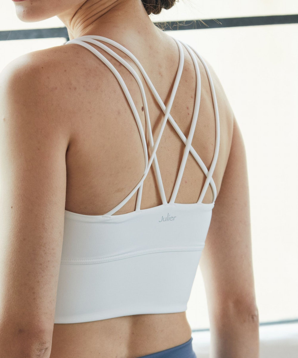 Julier 【定番】YOGA FITショートトップス/パット付き・UVカット・吸汗速乾・ホットヨガ対応・水着・水陸両用 ホワイト