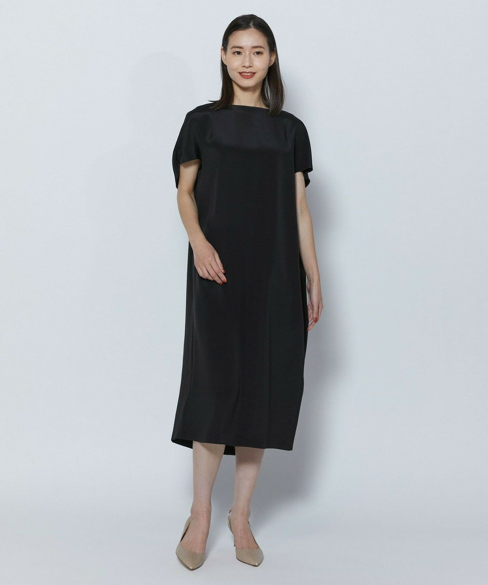 L'EQUIPE COUTURIER シルク二重織ワンピース ブラック