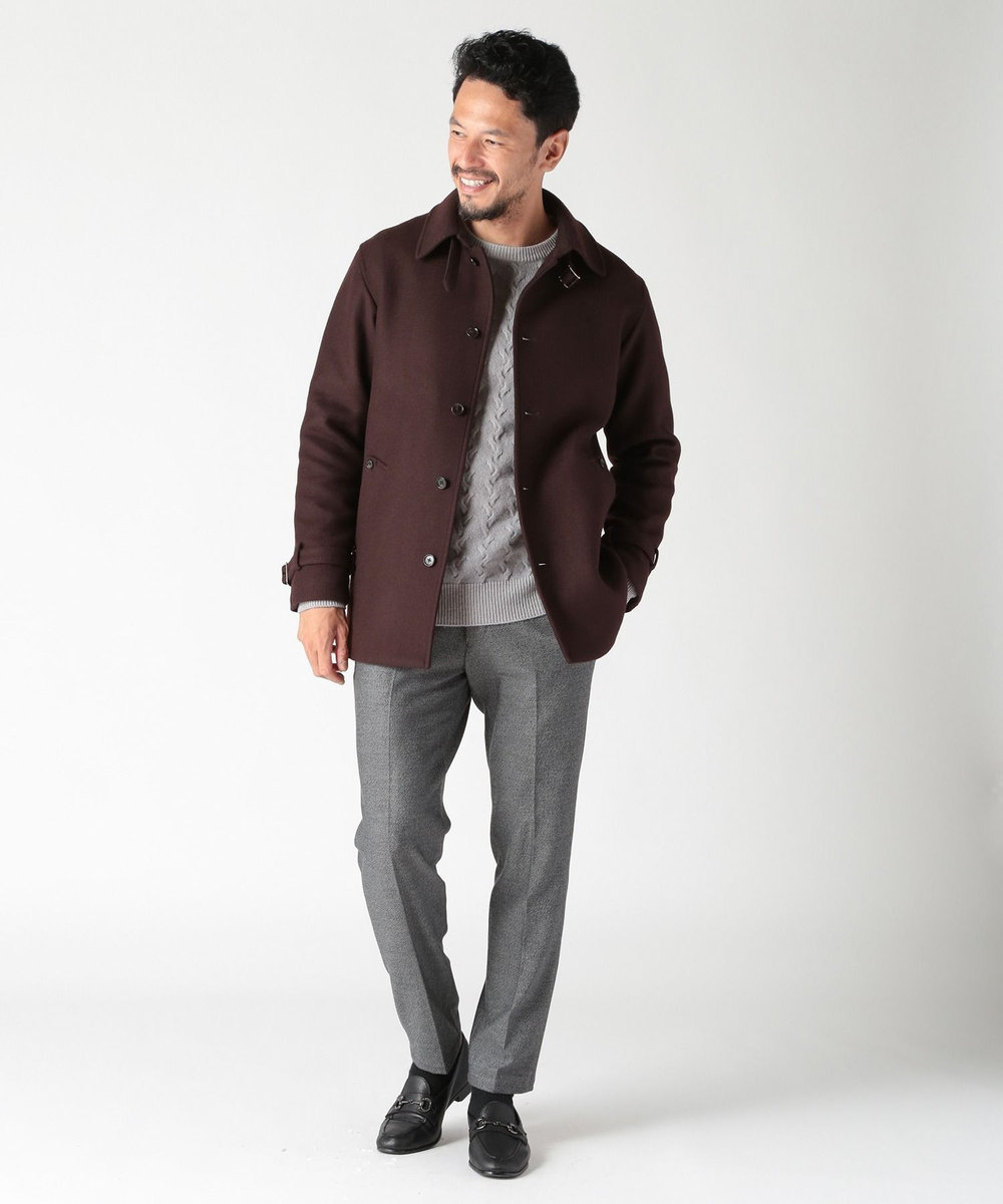 MEN'S BIGI 5G スノー加工ケーブルクルーニット グレー