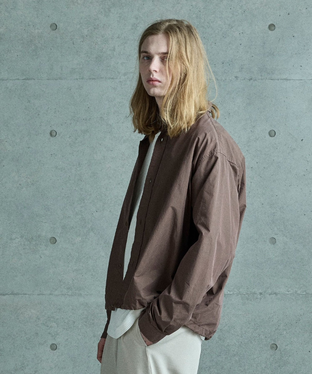 MEN'S BIGI コットンナイロンドローコードシャツ ブラウン