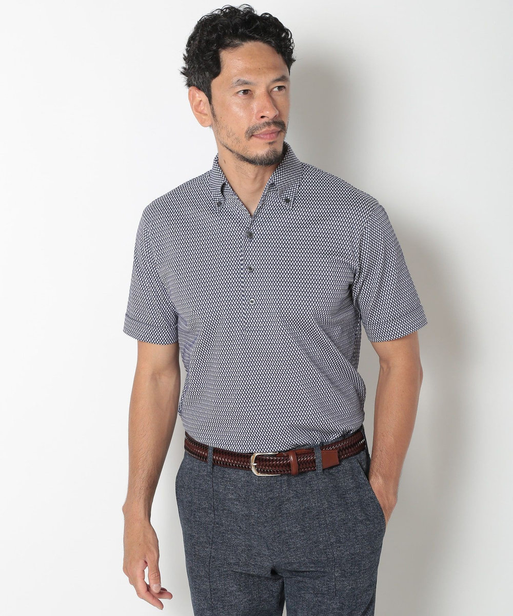 MEN'S BIGI 【ACTIVE TAILOR】COOL MAXサッカー織りワンピースカラーポロシャツ ブルー