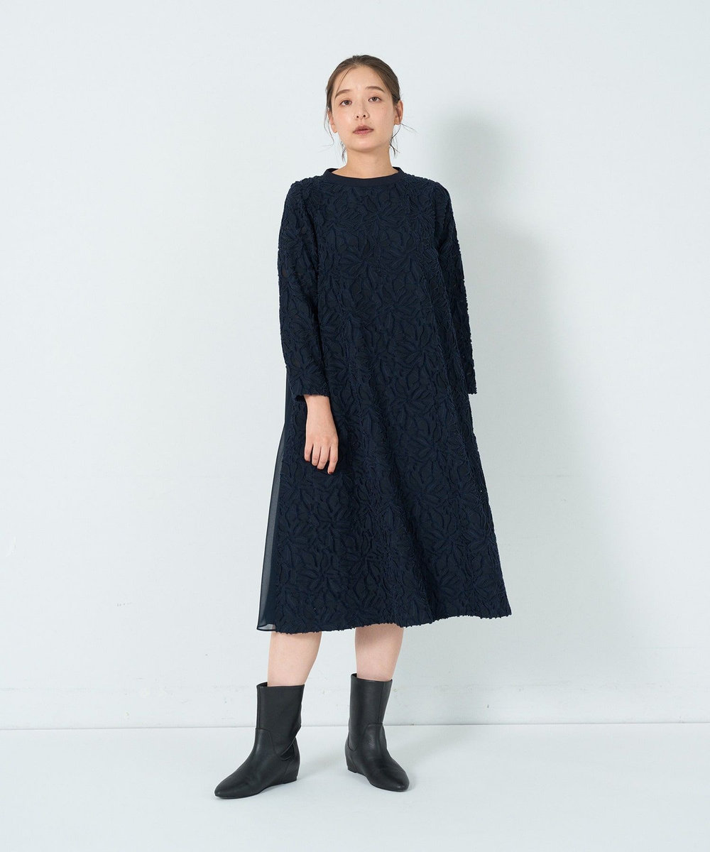 ADIEU TRISTESSE カットジャカードワンピース ネイビー