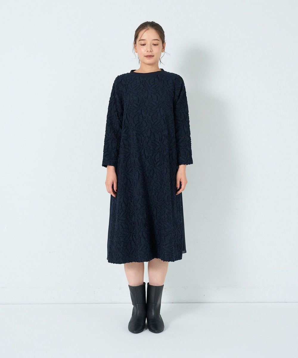 ADIEU TRISTESSE カットジャカードワンピース ネイビー