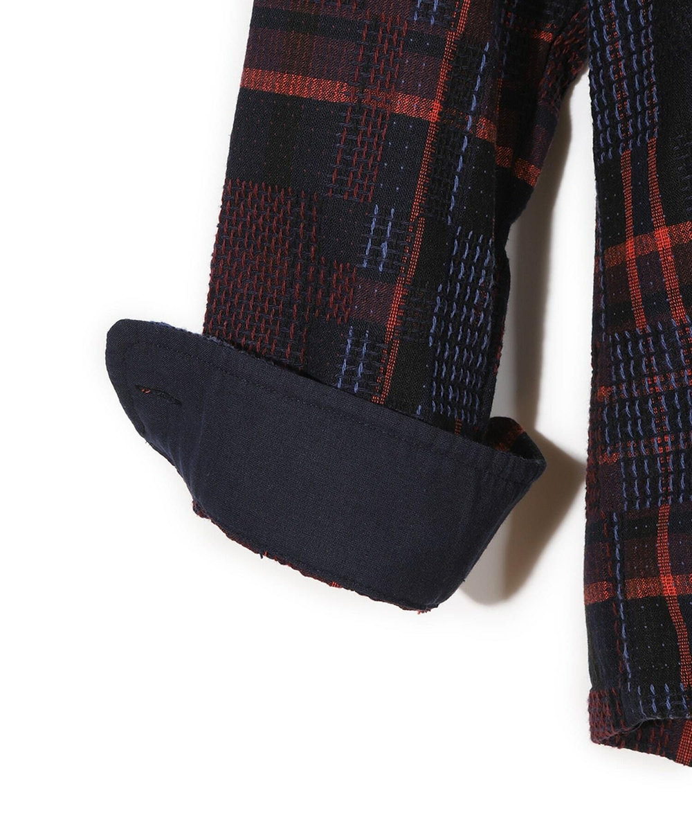 MEN'S BIGI 【Wax London/ワックスロンドン】Whiting バスケット織チェック柄シャツジャケット ネイビー