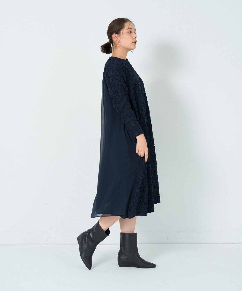 ADIEU TRISTESSE カットジャカードワンピース ネイビー