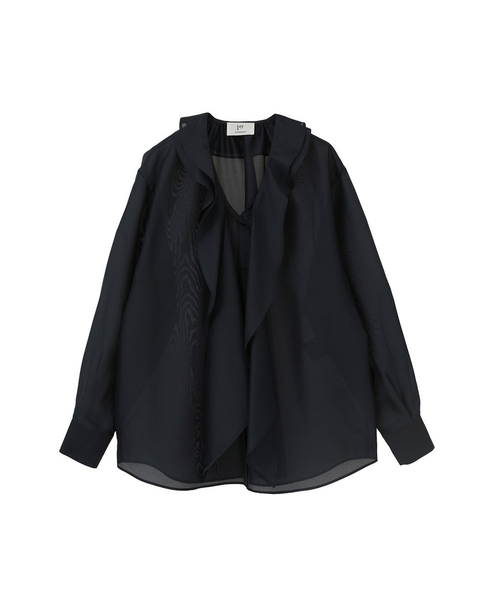 1er Arrondissement ラッフルＶネックブラウス ネイビー