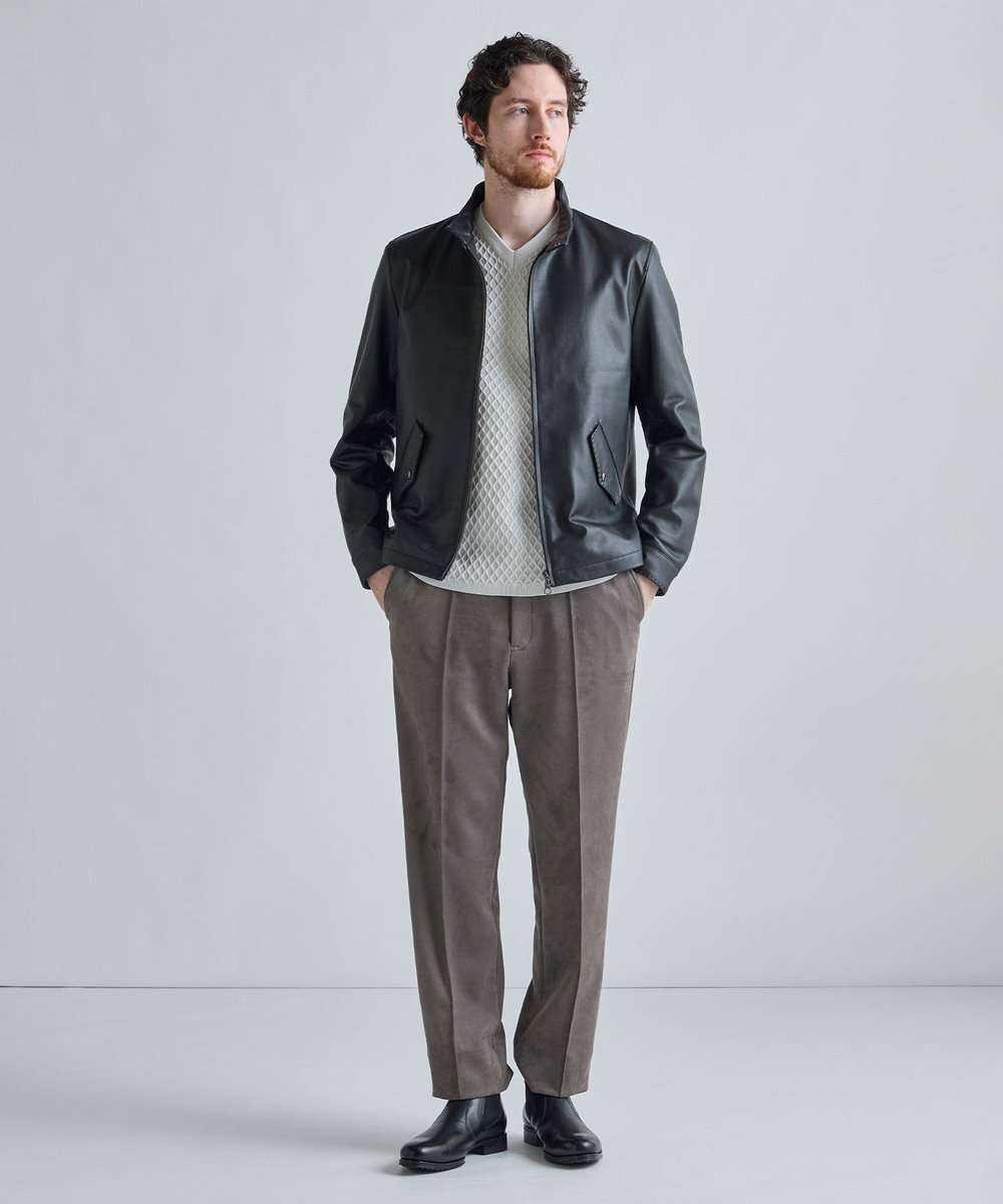 MEN'S BIGI ミリタリーディテール シープレザーブルゾン ブラック