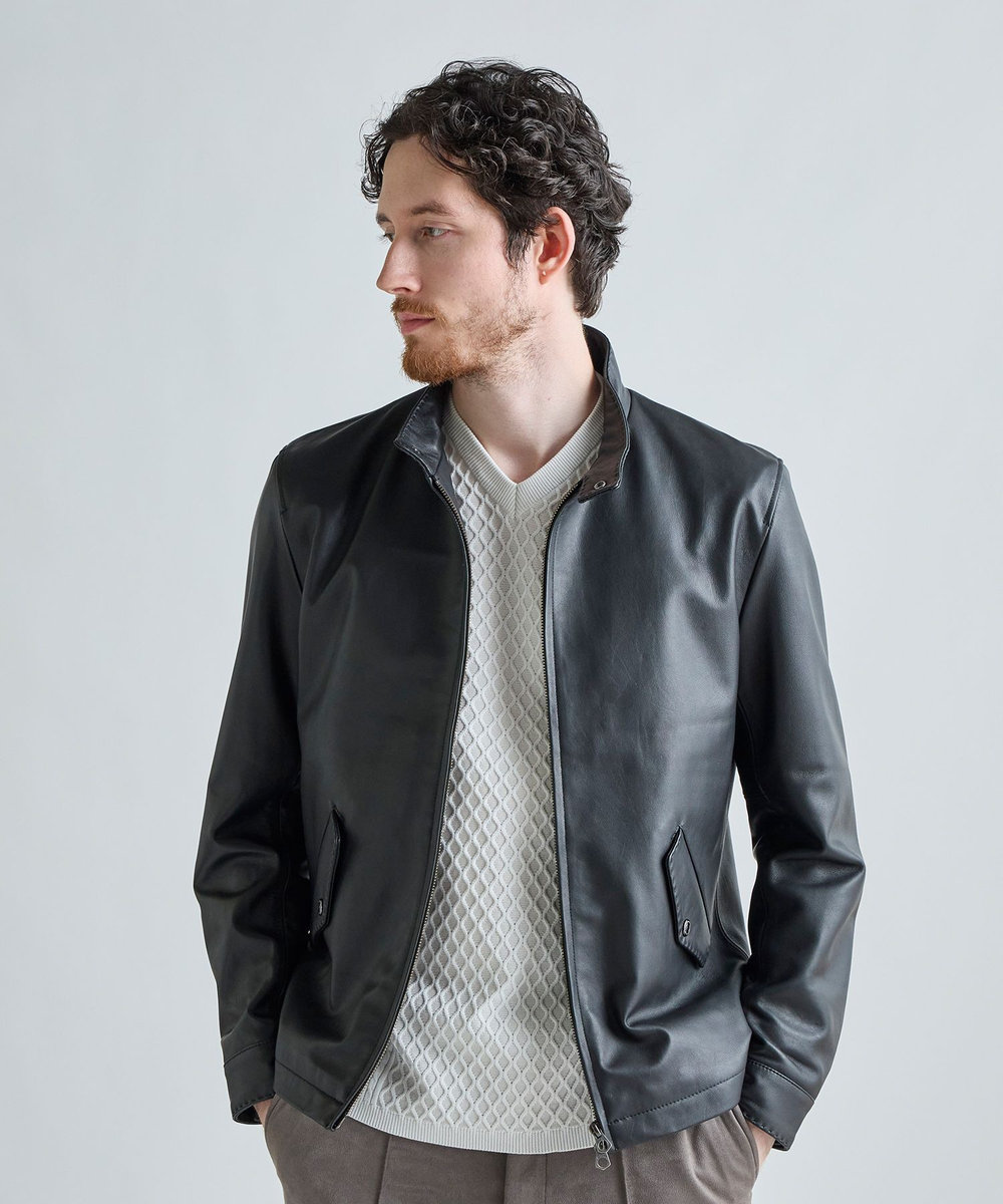 MEN'S BIGI ミリタリーディテール シープレザーブルゾン ブラック
