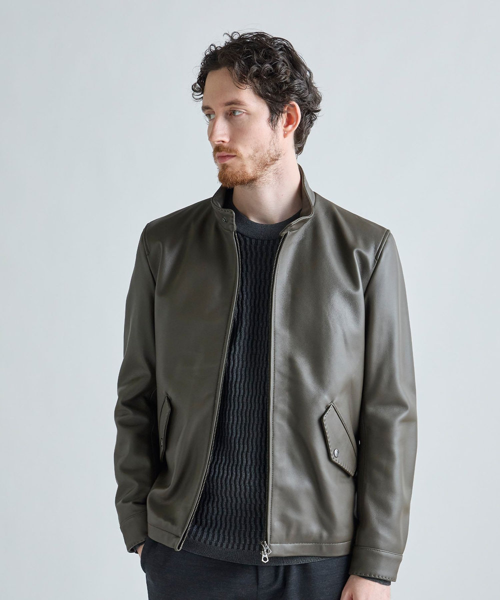 MEN'S BIGI ミリタリーディテール シープレザーブルゾン カーキ