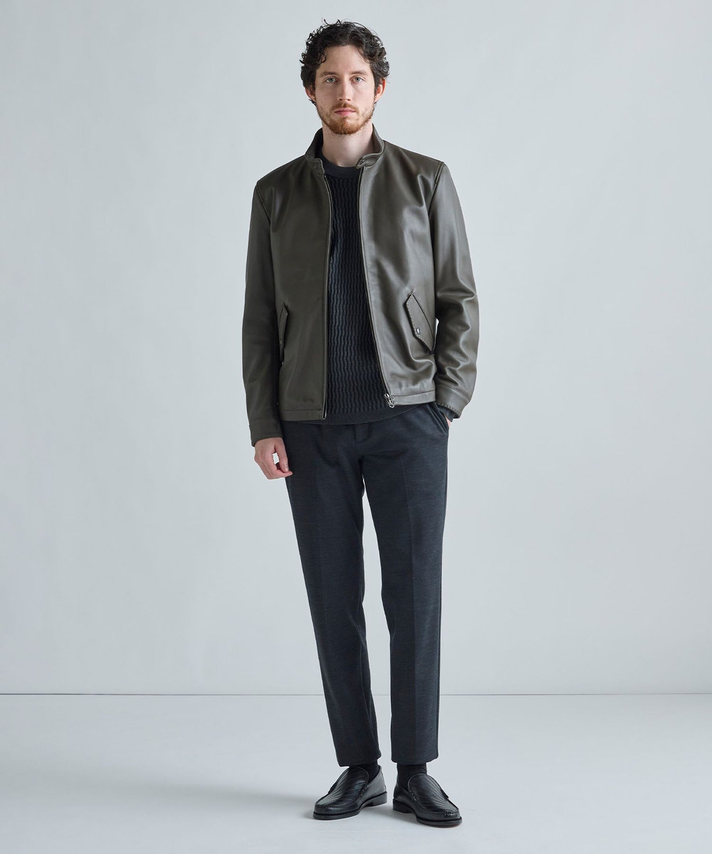 MEN'S BIGI ミリタリーディテール シープレザーブルゾン カーキ