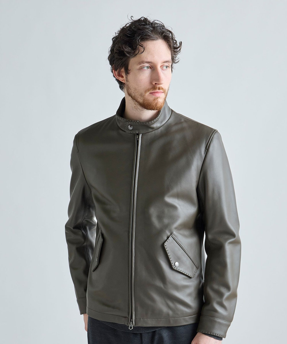 MEN'S BIGI ミリタリーディテール シープレザーブルゾン カーキ