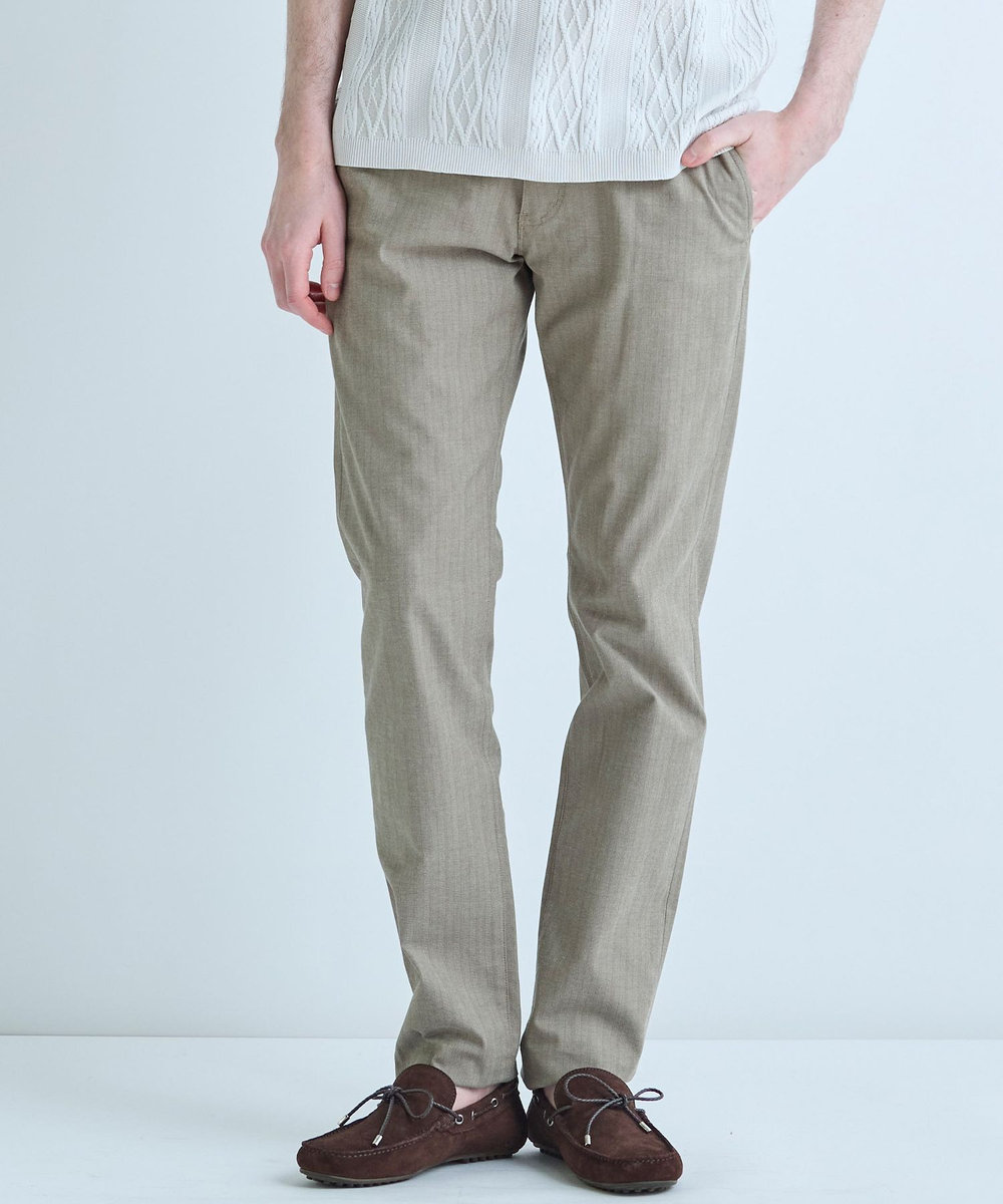 MEN'S BIGI シャドーヘリンボーンストレッチパンツ ベージュ