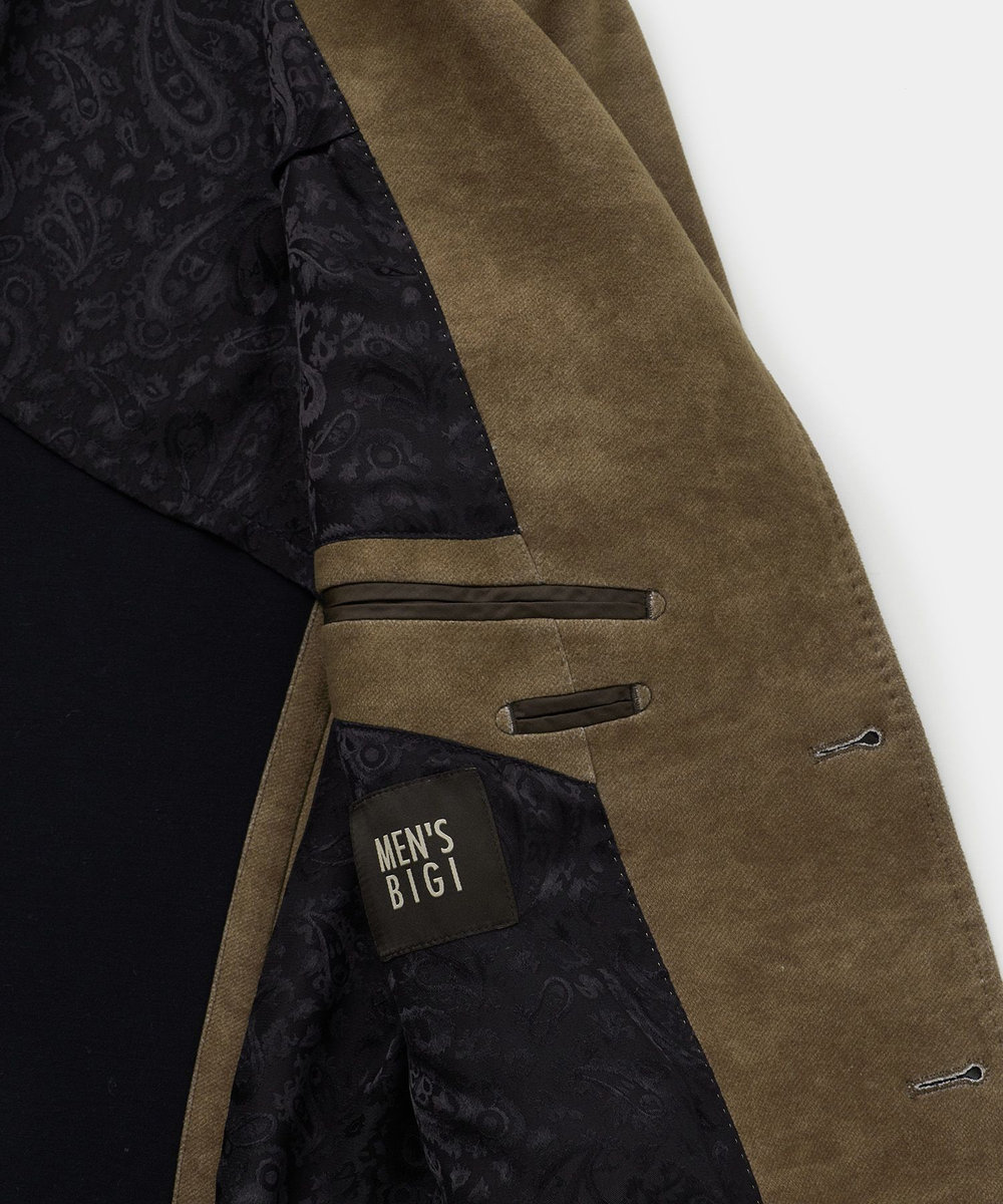 MEN'S BIGI ダウンファブリック スエードプリントセットアップジャケット［ストレッチ］ ブラウン