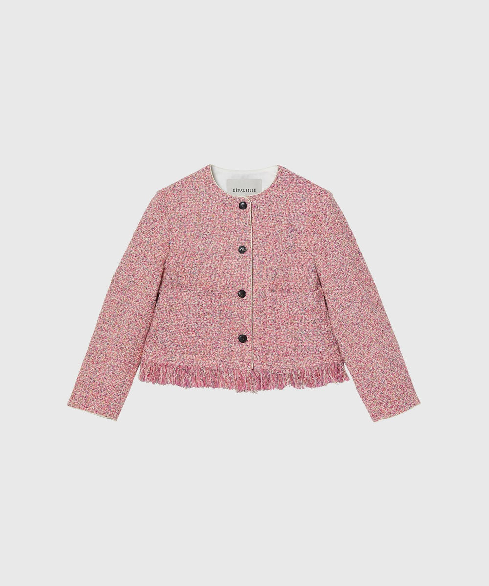 DÉPAREILLÉ FANCY TWEED NO COLLAR JACKET / ファンシーツィードノーカラージャケット ピンク