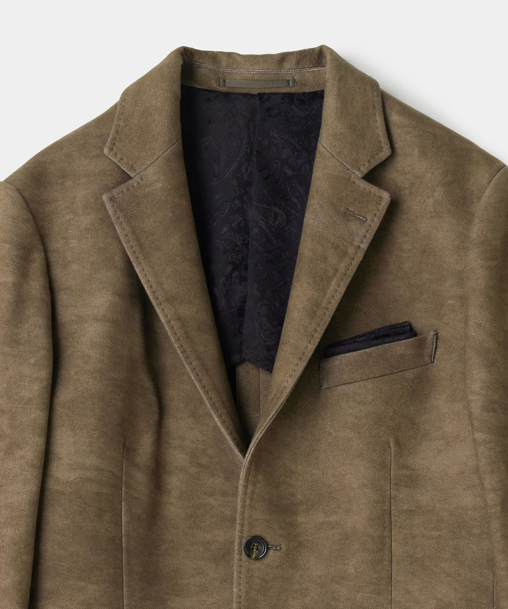 MEN'S BIGI ダウンファブリック スエードプリントセットアップジャケット［ストレッチ］ ブラウン