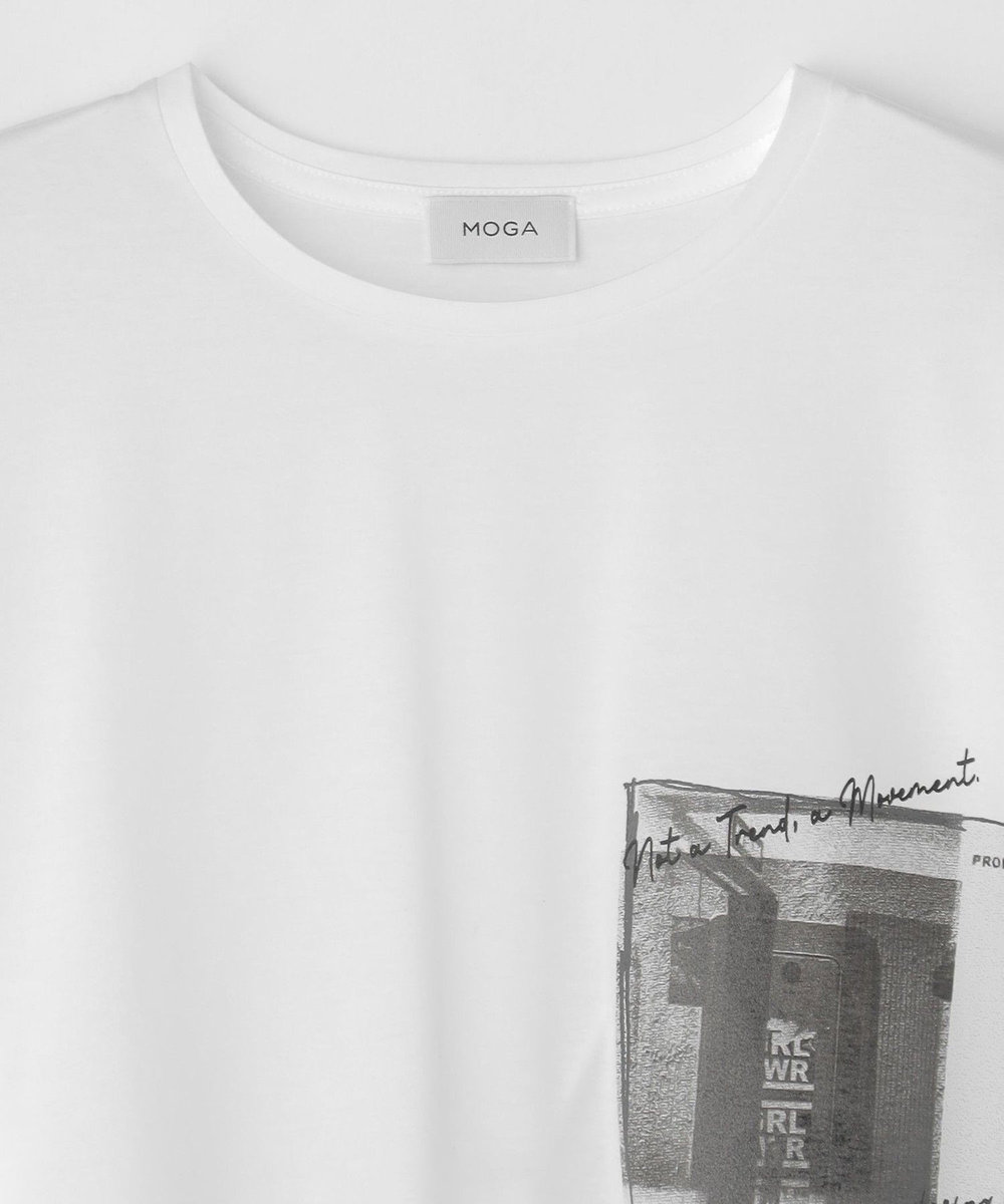 MOGA Lサイズ（大きいサイズ） 【大きいサイズ】ハイゲージ天竺フォトプリントTシャツ ホワイト