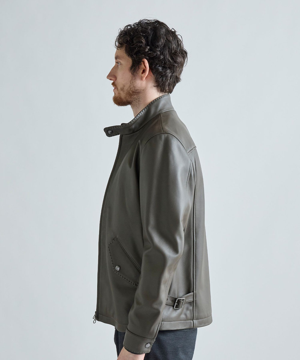 MEN'S BIGI ミリタリーディテール シープレザーブルゾン カーキ