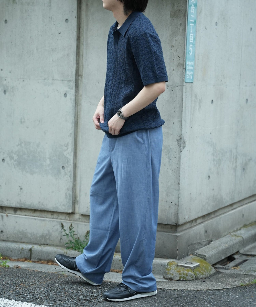 UNION STATION *WEB限定 ルーズフィットジャガードスキッパーポロ ネイビー