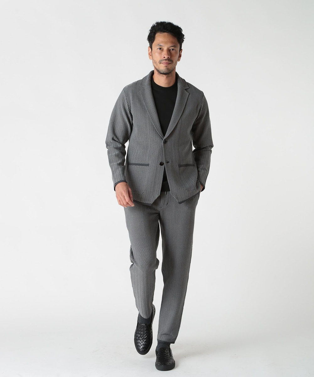 MEN'S BIGI 【ACTIVE TAILOR】ヘリンボーンニットジャケット グレー