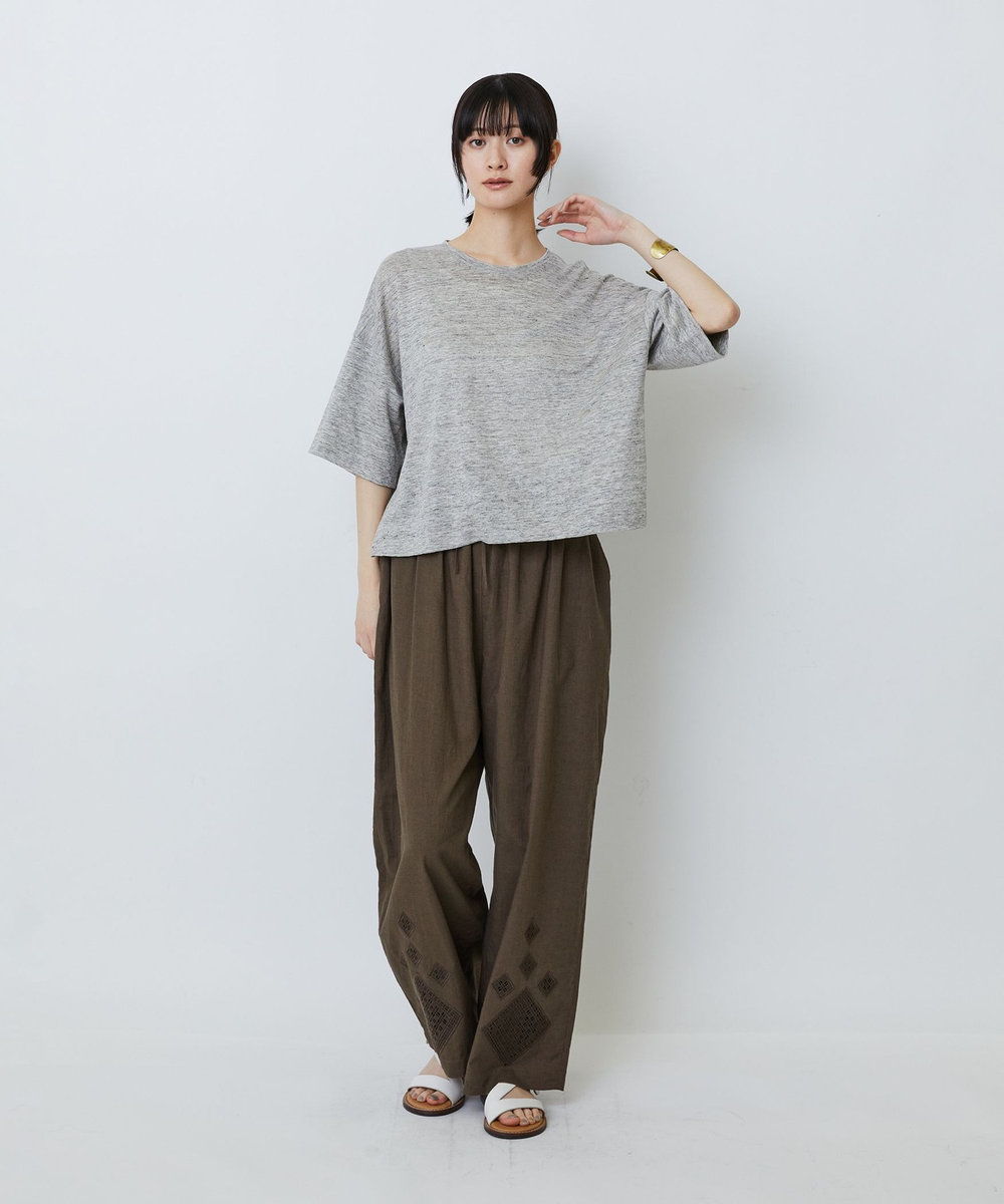 LOISIR リネン天竺ショートTシャツ グレー系その他