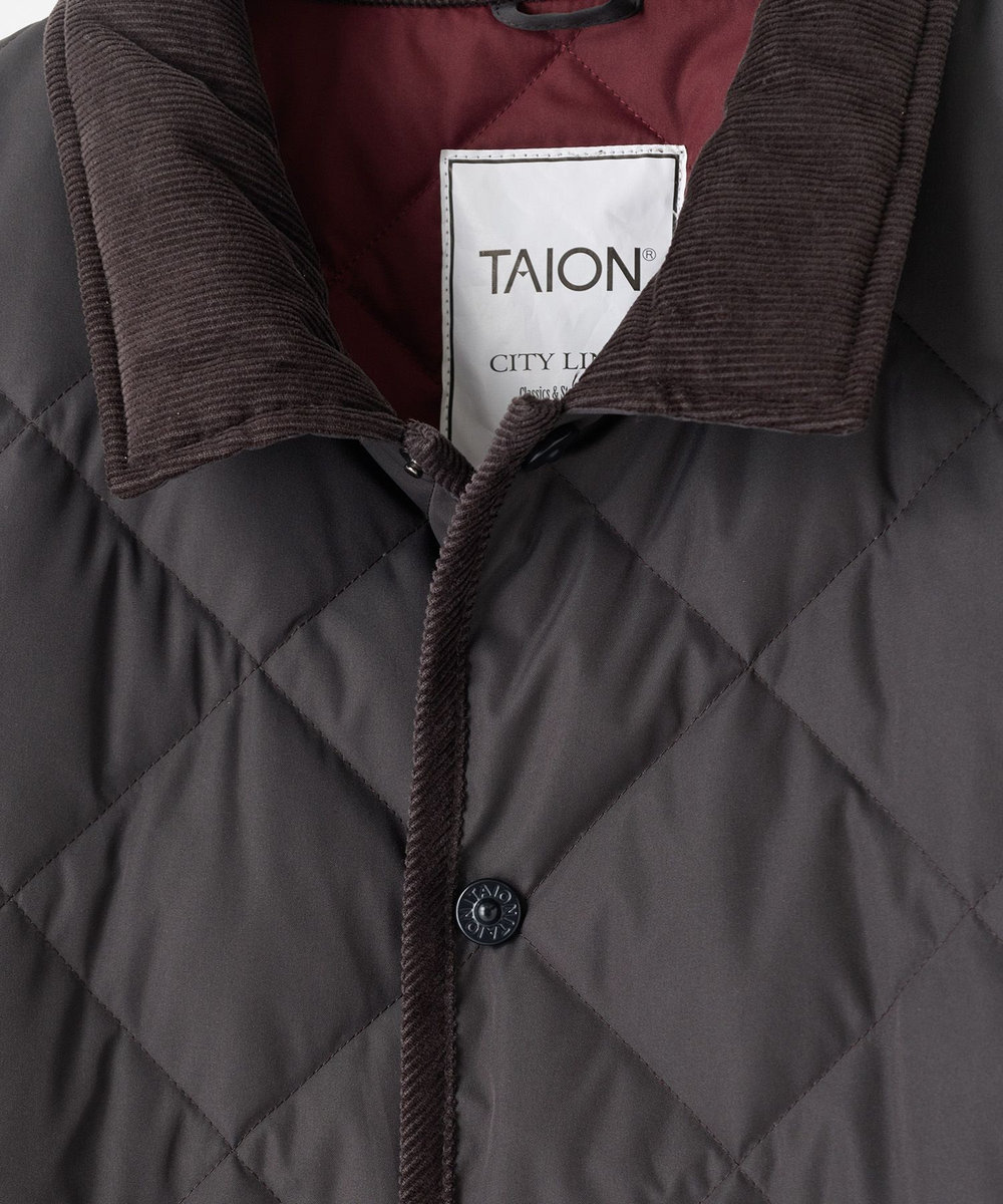 UNION STATION TAION シティ パイピングカラー ダウンカーディガン リラックスルーズ ダークグレー
