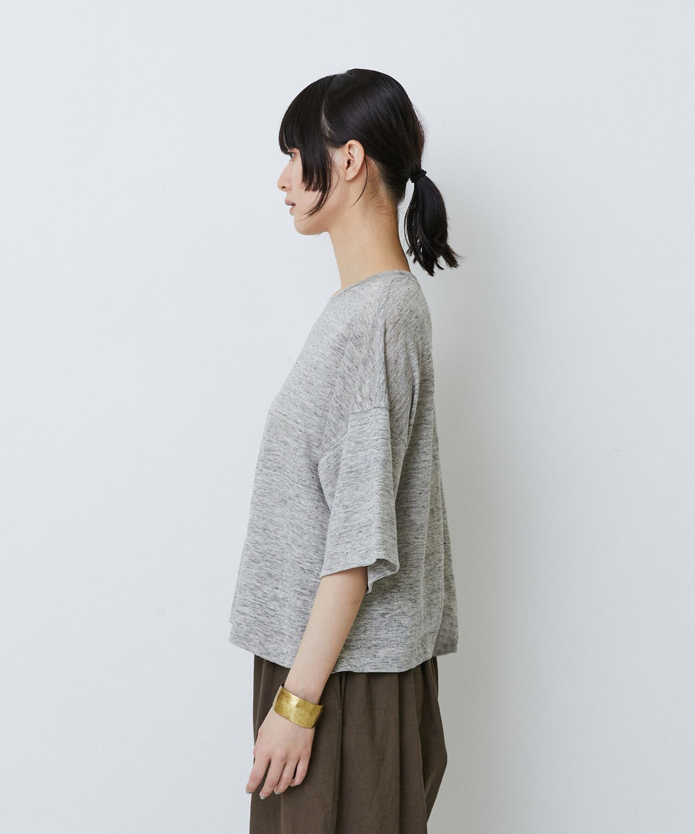 LOISIR リネン天竺ショートTシャツ グレー系その他