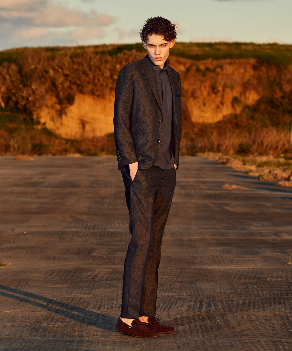MEN'S BIGI レザードライビングシューズ ブラウン