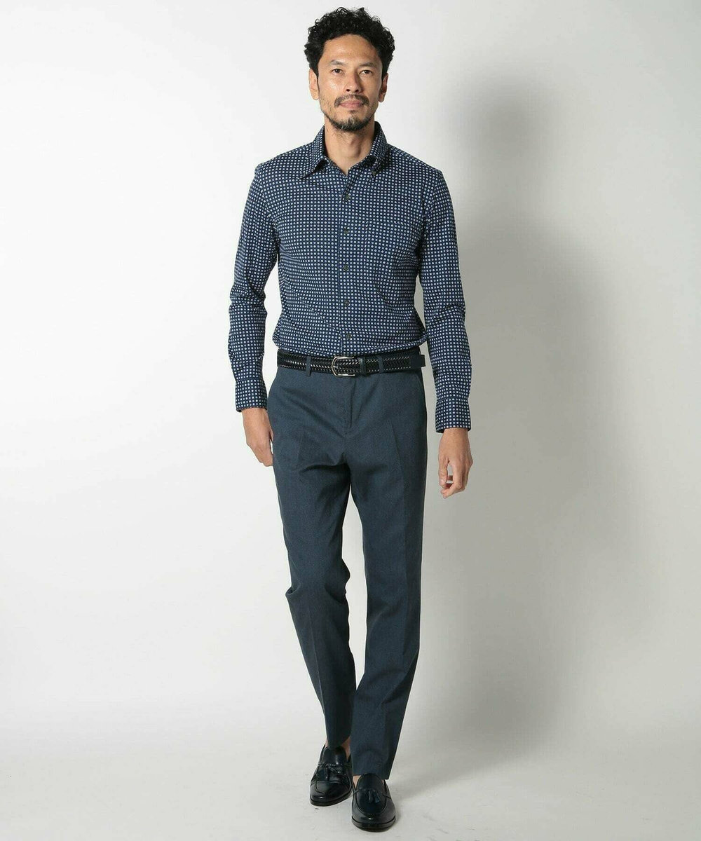 MEN'S BIGI 【DOMODOSSOLA】レザーメッシュプレーンベルト ネイビー