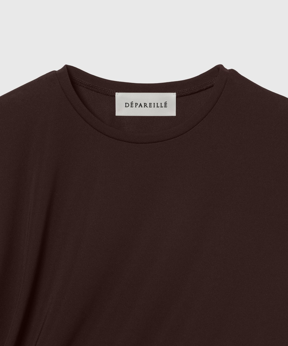 DÉPAREILLÉ TRIACETATE JERSEY ASYMMETRY TOPS / トリアセテートジャージーアシンメトリートップス ボルドー