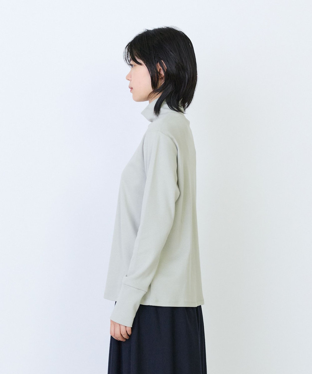 LOISIR コットンフライスタートルネックプルオーバー グリーン