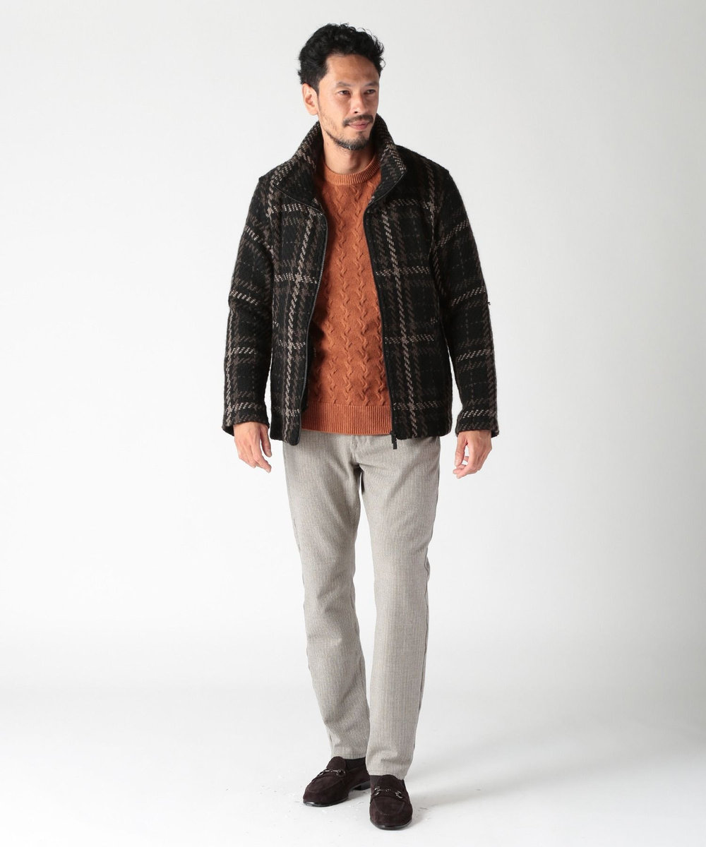 MEN'S BIGI 5G スノー加工ケーブルクルーニット オレンジ