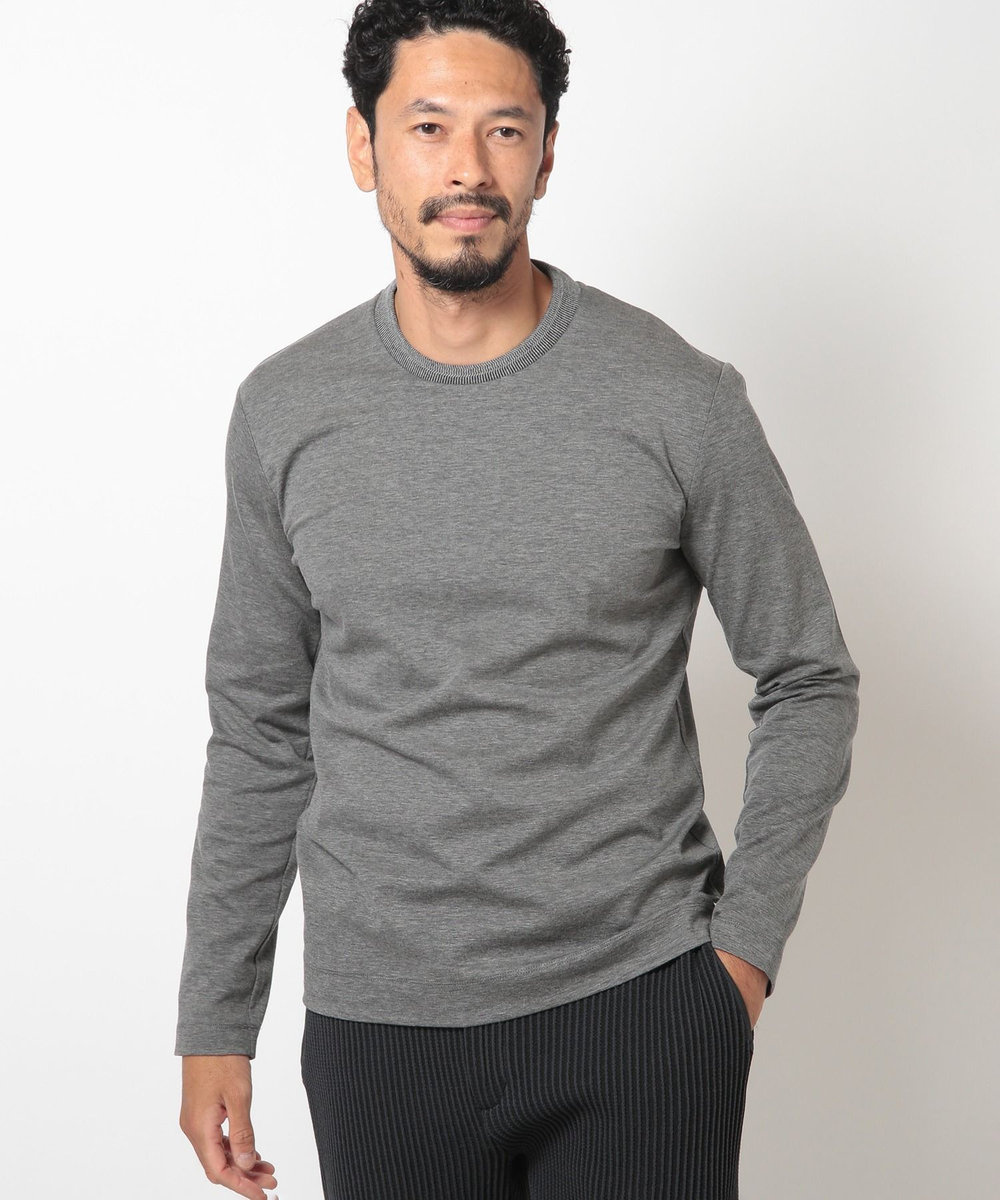 MEN'S BIGI 【ACTIVE TAILOR】シルケットスムースクルーネックロングTシャツ グレー