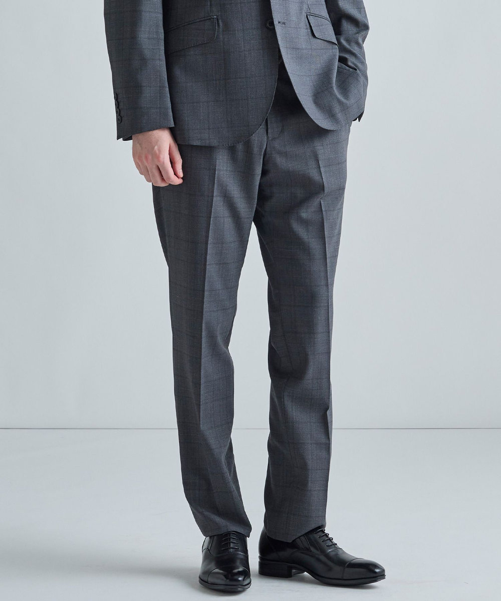 MEN'S BIGI 【Loro Piana/ロロ・ピアーナ】ウール梳毛 グレンチェック柄スーツ グレー