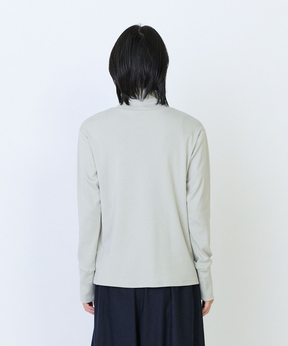 LOISIR コットンフライスタートルネックプルオーバー グリーン