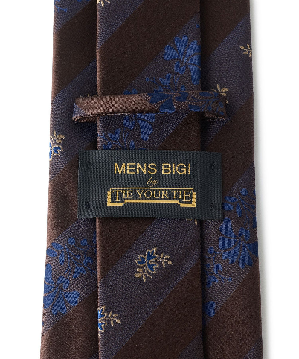 MEN'S BIGI 【TIE YOUR TIE /タイユアタイ】フローラル×シャドーストライプ柄ネクタイ ボルドー