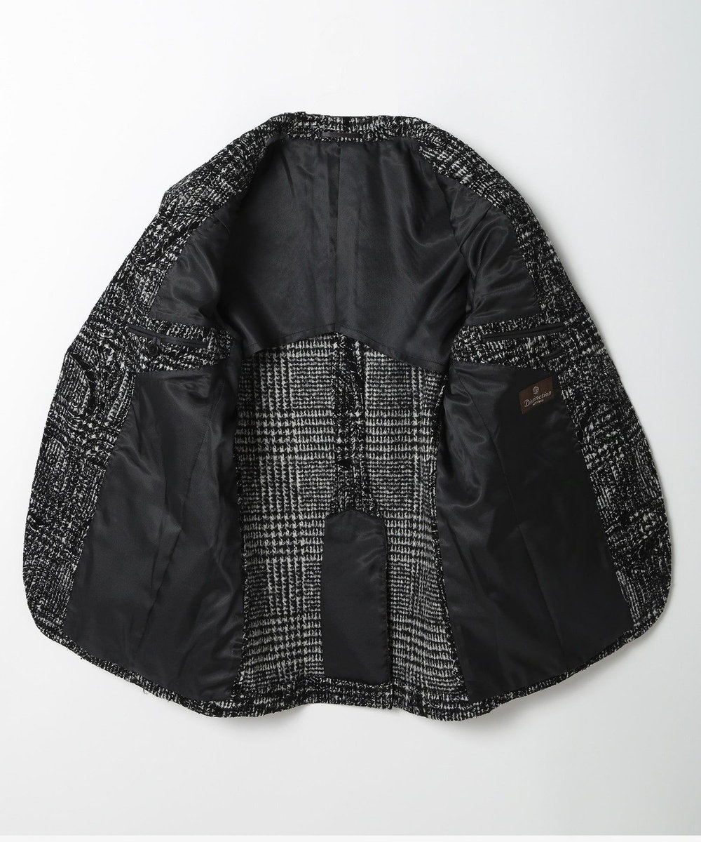 MEN'S BIGI グレンチェックフロッキープリントジャケット ブラック