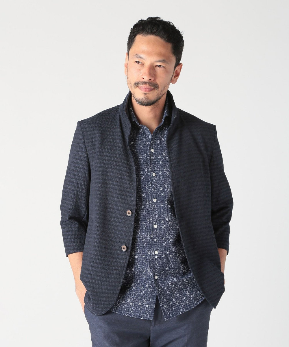 MEN'S BIGI トリコットジャージ素材カットジャケット ネイビー