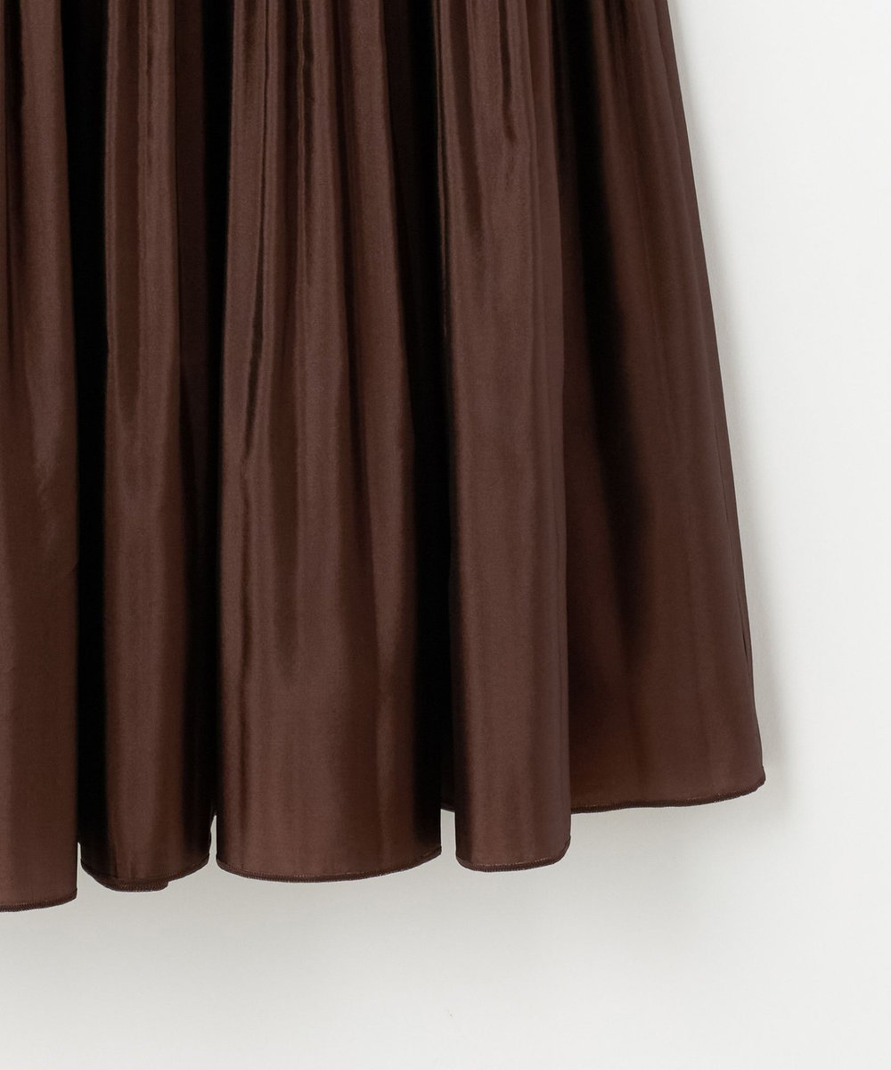 DÉPAREILLÉ SILK POLY TIERED PLEATS SKIRT / シルクポリティアードプリーツスカート ブラウン