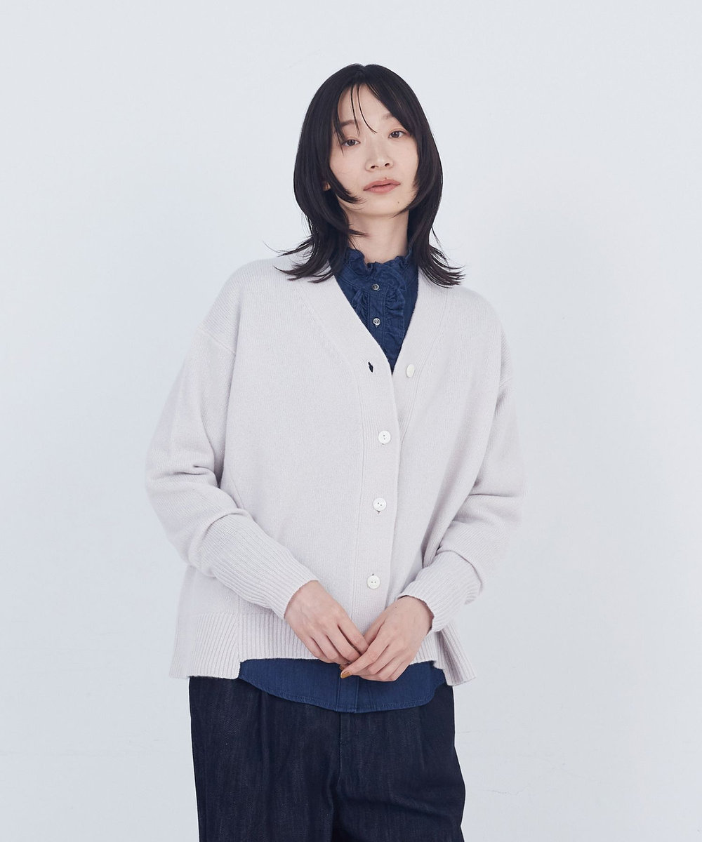ADIEU TRISTESSE ウールカシミヤニットカーディガン グレイッシュベージュ