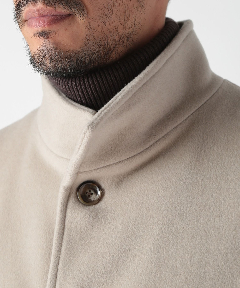MEN'S BIGI スーパー140ウールビーバーヘリンボーンコート ベージュ