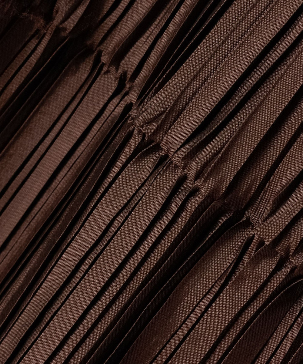 DÉPAREILLÉ SILK POLY TIERED PLEATS SKIRT / シルクポリティアードプリーツスカート ブラウン