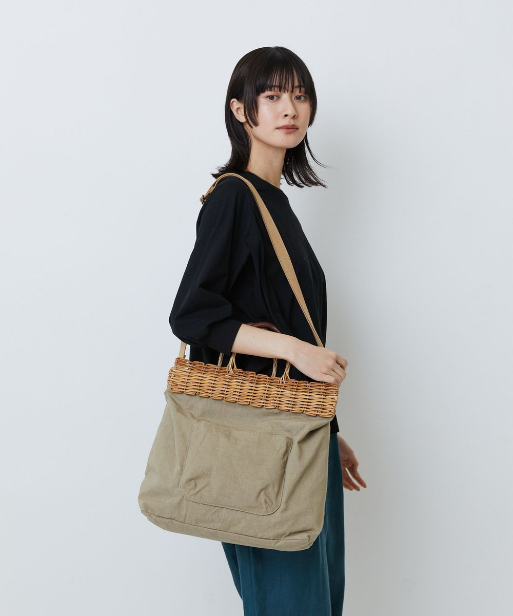 LOISIR 【2WAY】異素材コンビトートバッグ ベージュ